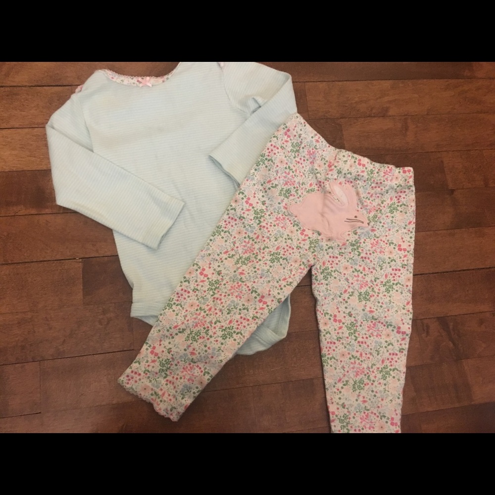 Baby Girl Carter’s Bunny Set Long Sleeve Pants 18M